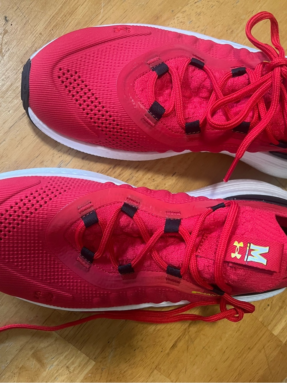Under Armour Bright Red Kids Lace-Up Sneakers